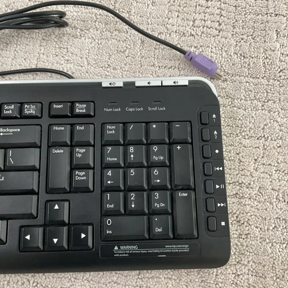 HP 5189 Multimedia Wired Keyboard with purple jack p/n 5188-6077 S/n BE91101069